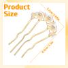 2 Pcs Hair Pins Decorative French Hair Pin Bun Pins Pearl Flower Hairs Clips for Women U-Shaped Gold Metal Bun Flower Hairclips Maker Wedding Hairs Accessories for Women Brides Bridesmaids view 2