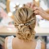 2 Pcs Hair Pins Decorative French Hair Pin Bun Pins Pearl Flower Hairs Clips for Women U-Shaped Gold Metal Bun Flower Hairclips Maker Wedding Hairs Accessories for Women Brides Bridesmaids view 3