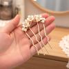 2 Pcs Hair Pins Decorative French Hair Pin Bun Pins Pearl Flower Hairs Clips for Women U-Shaped Gold Metal Bun Flower Hairclips Maker Wedding Hairs Accessories for Women Brides Bridesmaids view 4