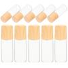MAGICLULU 10pcs 1ml Glass Roller Bottles with Wood Grain Caps, Refillable Roll on Perfume Bottles with Steel Balls for Essential Oils, Travel-friendly Empty Rollerball Containers view 1