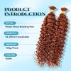 100% Unprocessed Human Hair for Braiding, #350 Ginger Copper Pre-Separated Curly Bulk Hair, 12A Grade Water Boho Braiding Hair Extensions, Real Human Hair for Protective Styles,22 Inch 100g 2 Bundles view 2