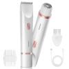AMURS Bikini Trimmer for Women, Dual-Head Electric Body Hair Trimmer for Sensitive Areas, IP67 Waterproof Rinsable, USB-C Rechargeable Groomer for Bikini Line, Underarms, Legs & Face (White Rose) view 1