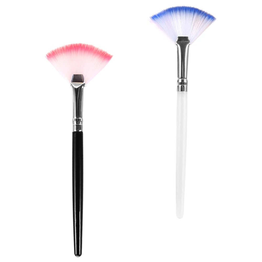 VILLFUL 2pcs Facial Mask Applicator Brush Set, Soft Fan-shaped Makeup Brush Long Handle, White and Black, for Skincare and Facial Mask Application at Home Or Salon