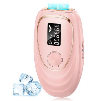 Laser Hair Removal Device for Women & Men, At-Home IPL Device 45F Ice-Cooling for Painless & Long-Lasting Results, Visible Results in 3 Weeks,Full Body & Bikini Line, Hot Pink