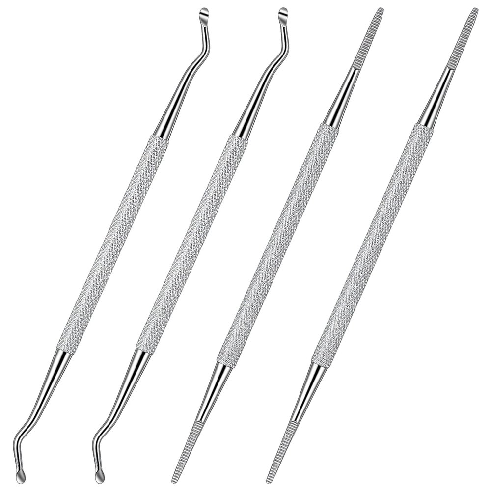4 Pcs Ingrown Toenail Removal Kit Pedicure Tools For Feet 2-In-1 Surgical Stainless Steel File & Lifter Home Pedicure Double Sided Grade Nail Cleaner For Nail Care & Removal