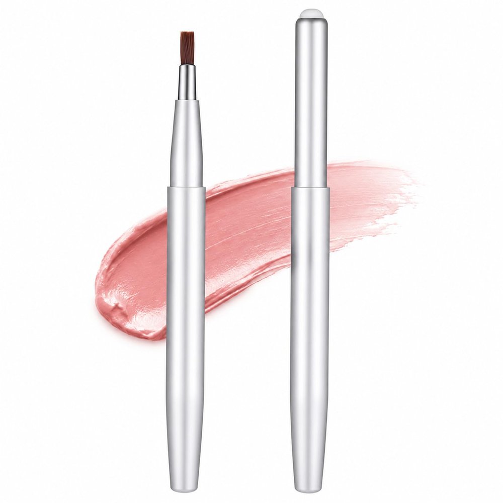 2 Pack Lipstick Brush Retractable Lip Brushes with Cap, Lip Liner Brush Applicator for Women Girls Lipsticks, Lipgloss, Eyeshadow
