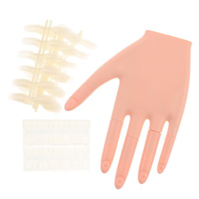 CATIEBYE Flexible Silicone Nail Practice Hand Mannequin with Detachable Fingers and Nail Tips for Manicure Beginners and Salon Use