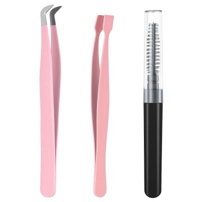 3PCS Lash Cluster Tweezer Kit for DIY Individual Eyelash Clusters, Lash Extension Tweezers for False Lashes, Lashes Applicator Tool, Nonstick Lash-Applicator Tweezer Tools