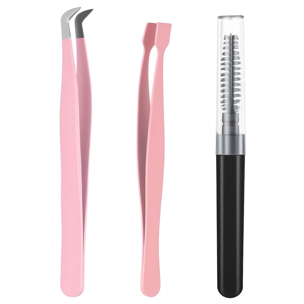 3PCS Lash Cluster Tweezer Kit for DIY Individual Eyelash Clusters, Lash Extension Tweezers for False Lashes, Lashes Applicator Tool, Nonstick Lash-Applicator Tweezer Tools