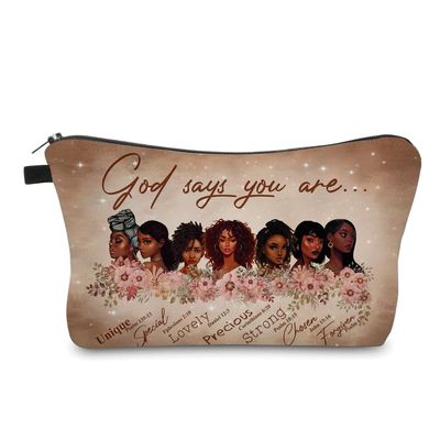 Baobeily Inspirational Makeup Bag Gift for Black Women, Melanin Queen Cosmetic Bag, African American Beauty Travel Pouch, Self Love Cosmetic Organizer for Women