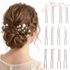 12 Pcs Bridal Hair Accessories Pearl Hair Pins Wedding Pearl U Shape Barrette for Brides Bridesmaid Women view 1