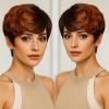 Adette Brazilian Human Hair Short Bob Pixie Cut Wig with Highlights - 180% Density Body Wave Curl, Glueless Rose Net Cap, Full Machine-Made with Bangs for Daily Wear, Cosplay, Parties & Festivals view 3