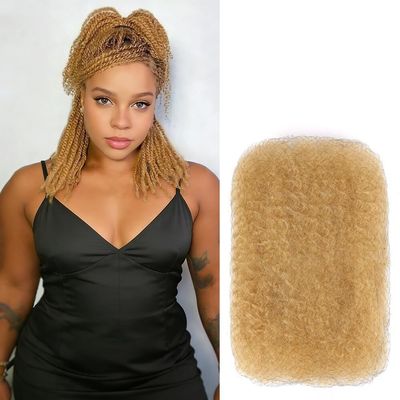 Afro Kinkys Bulk Braiding Loc Extensions 100% Real Human Hair for Mini Twist Crochet Kinky Curly Hair Bundles Natural Afro Hairpiece for Dreadlocks (12inch 27# Honey Blonde)