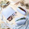 Huhumy 3 Pcs Makeup Bag Set Cute Stripe Cosmetic Pouch for Women Aesthetic Seersucker Travel Toiletry Bag Set Preppy Small Makeup Purse Pouch Cosmetic Organizer Pencil Case with Zipper(Blue) view 2