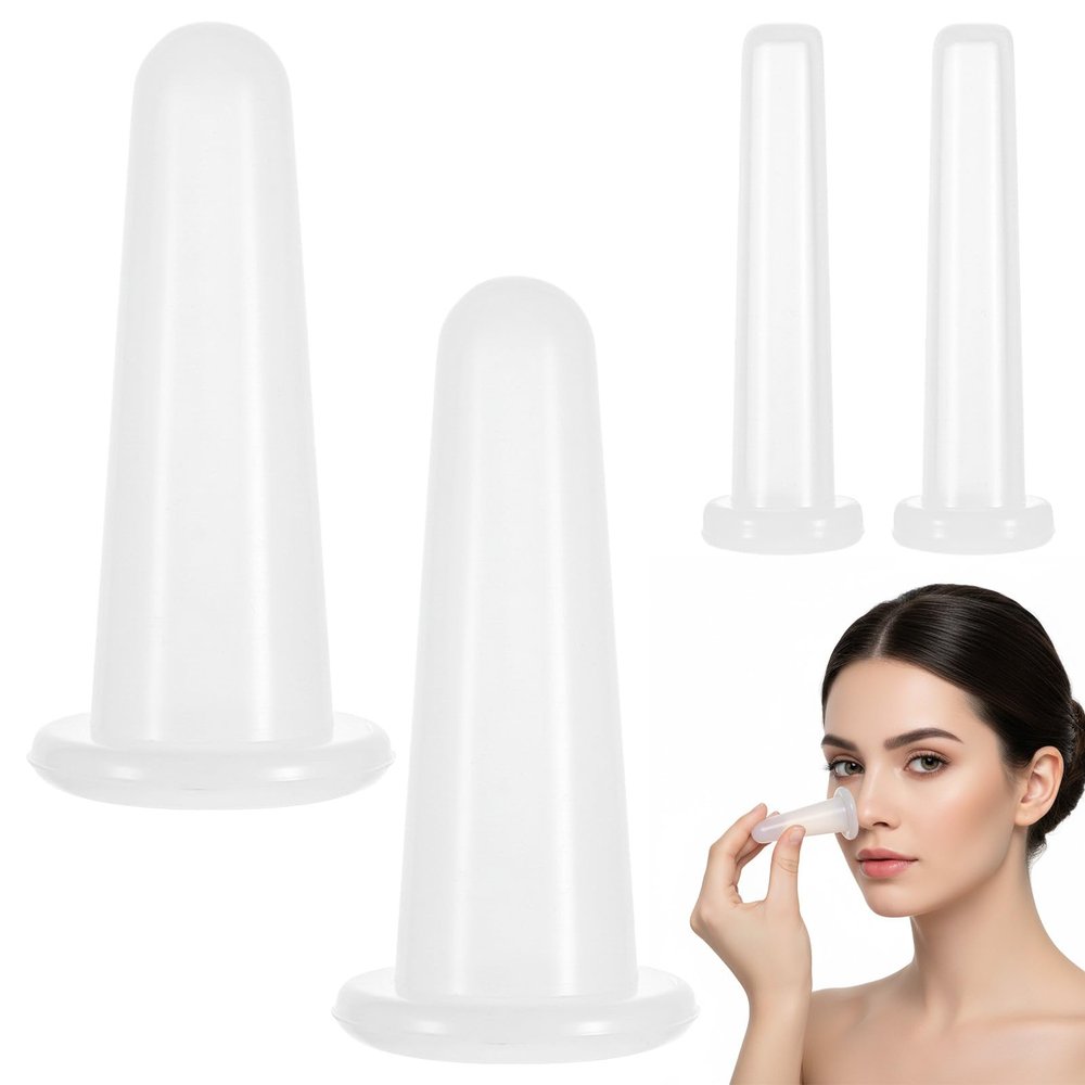 4Pcs Silicone Facial Cupping Set, Mini Facial Massage Cups, Face Massager Helper Skin Care Neck Back Eyes Massaging Cup for Body, Face, Neck, Back, and Eye