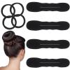 4 Pcs Hair Bun Maker Sponge with Hair Ties Hairs Bun Updo Shaper Magic Snap Roll Sponge Curler Clip Hairs Styling Accessories Easy Donut Maker Twister for Ballet French Twist Long Thin Curly Wavy view 1