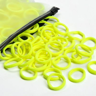 100 Pcs Baby Hair Ties, Cotton Hair Ties for Girls and Kids, Multicolor Small Seamless Hair Bands Elastic Ponytail Holders Kids Toddler (Neon Yellow)
