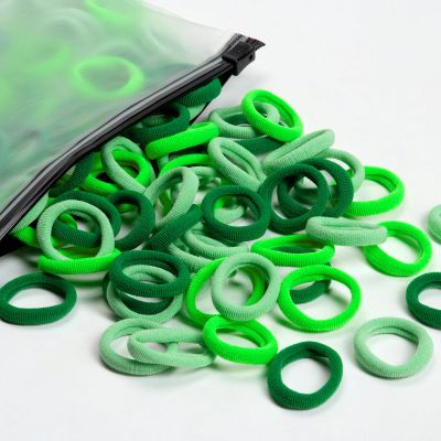 100 Pcs Baby Hair Ties, Cotton Hair Ties for Girls and Kids, Multicolor Small Seamless Hair Bands Elastic Ponytail Holders Kids Toddler (Mixed Green)