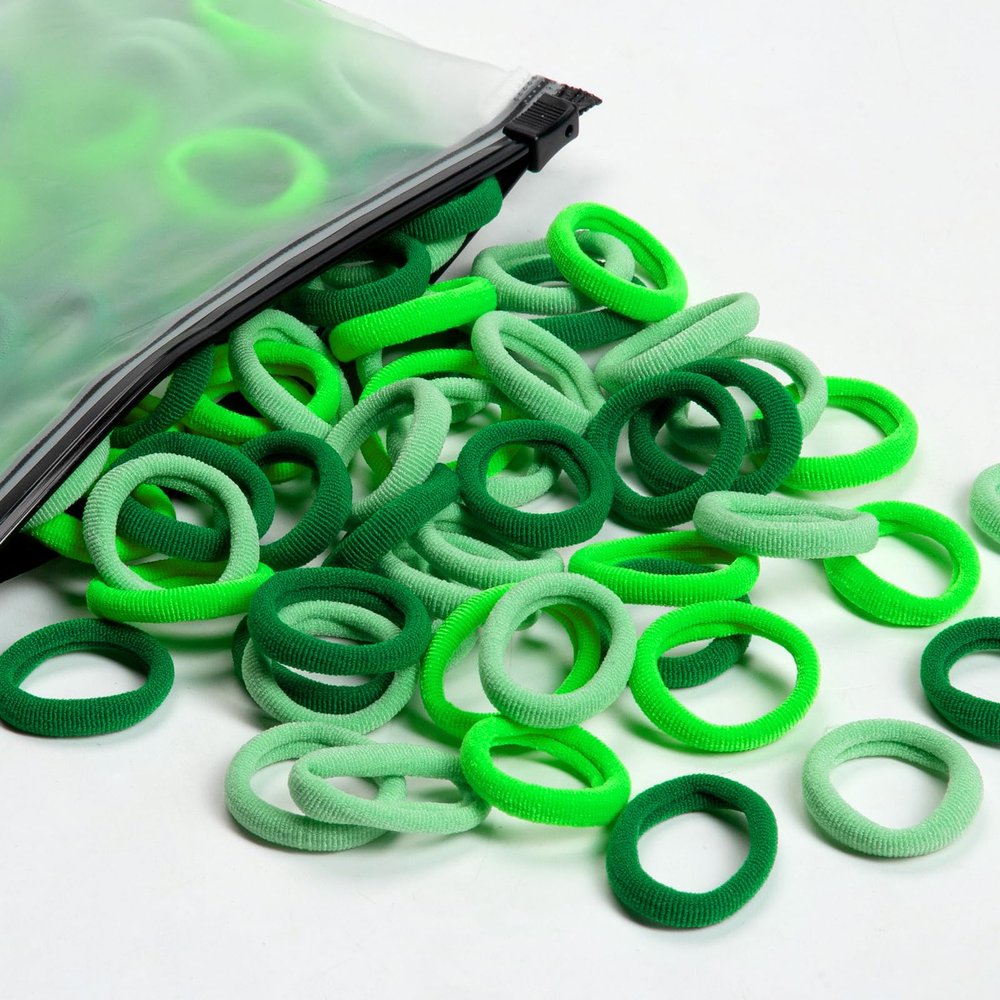 100 Pcs Baby Hair Ties, Cotton Hair Ties for Girls and Kids, Multicolor Small Seamless Hair Bands Elastic Ponytail Holders Kids Toddler (Mixed Green)