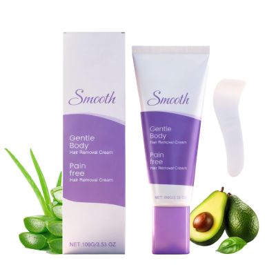 Gentle Body Hair Removal Cream, Painless Depilatory Cream, Fast Hair Removal, Soothes and Moisturizes Skin with Spatula Applicator, Suitable for Legs, Arms and Bikini Areas, 3.53 Oz