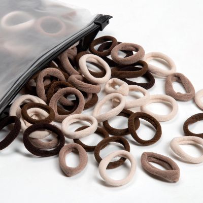 100 Pcs Baby Hair Ties, Cotton Hair Ties for Girls and Kids, Multicolor Small Seamless Hair Bands Elastic Ponytail Holders Kids Toddler (Mixed Light Tan)