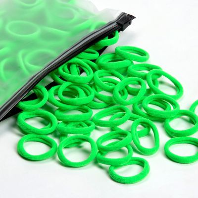 100 Pcs Baby Hair Ties, Cotton Hair Ties for Girls and Kids, Multicolor Small Seamless Hair Bands Elastic Ponytail Holders Kids Toddler (Neon Green)