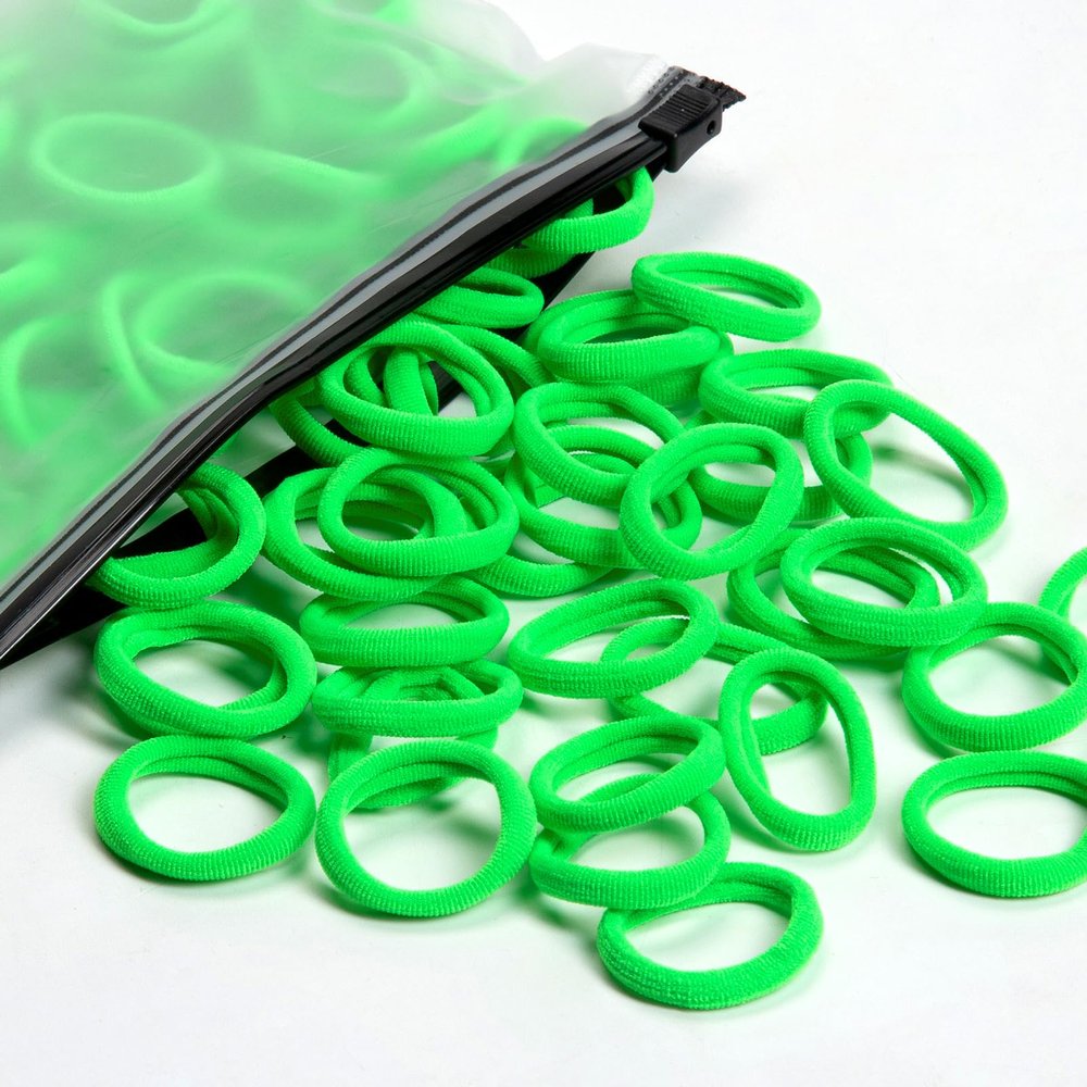 100 Pcs Baby Hair Ties, Cotton Hair Ties for Girls and Kids, Multicolor Small Seamless Hair Bands Elastic Ponytail Holders Kids Toddler (Neon Green)
