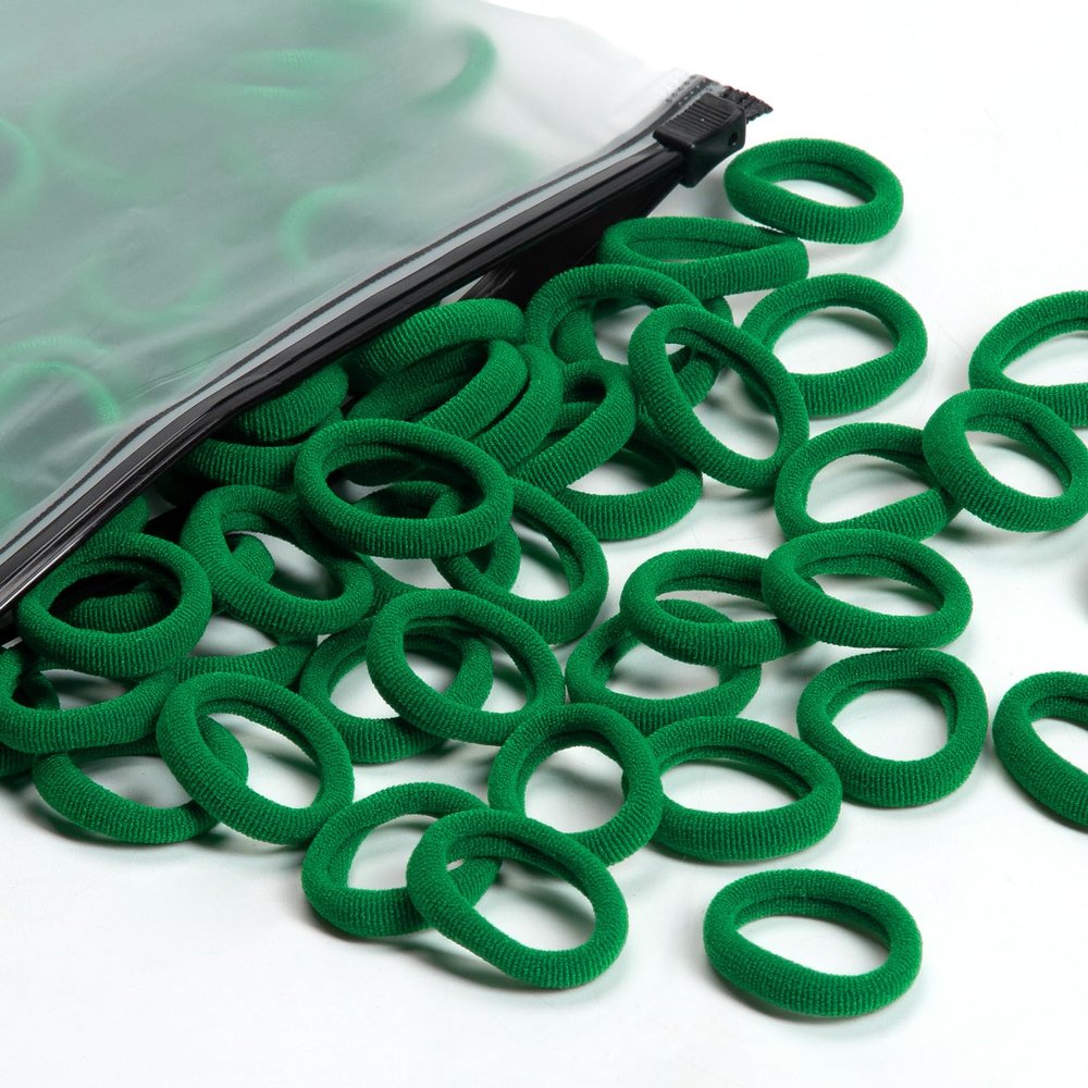 100 Pcs Baby Hair Ties, Cotton Hair Ties for Girls and Kids, Multicolor Small Seamless Hair Bands Elastic Ponytail Holders Kids Toddler (Deep Green)