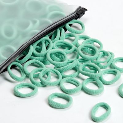 100 Pcs Baby Hair Ties, Cotton Hair Ties for Girls and Kids, Multicolor Small Seamless Hair Bands Elastic Ponytail Holders Kids Toddler (Light Green)