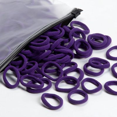 100 Pcs Baby Hair Ties, Cotton Hair Ties for Girls and Kids, Multicolor Small Seamless Hair Bands Elastic Ponytail Holders Kids Toddler (Deep Purple)