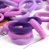 100 Pcs Baby Hair Ties, Cotton Hair Ties for Girls and Kids, Multicolor Small Seamless Hair Bands Elastic Ponytail Holders Kids Toddler (Deep Purple) view 2