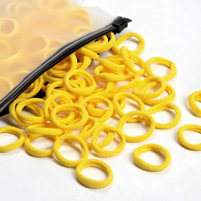 100 Pcs Baby Hair Ties, Cotton Hair Ties for Girls and Kids, Multicolor Small Seamless Hair Bands Elastic Ponytail Holders Kids Toddler (Yellow)