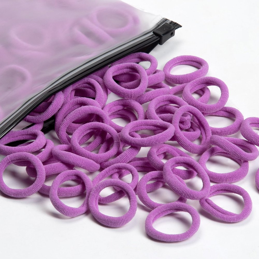 100 Pcs Baby Hair Ties, Cotton Hair Ties for Girls and Kids, Multicolor Small Seamless Hair Bands Elastic Ponytail Holders Kids Toddler (Lilac)