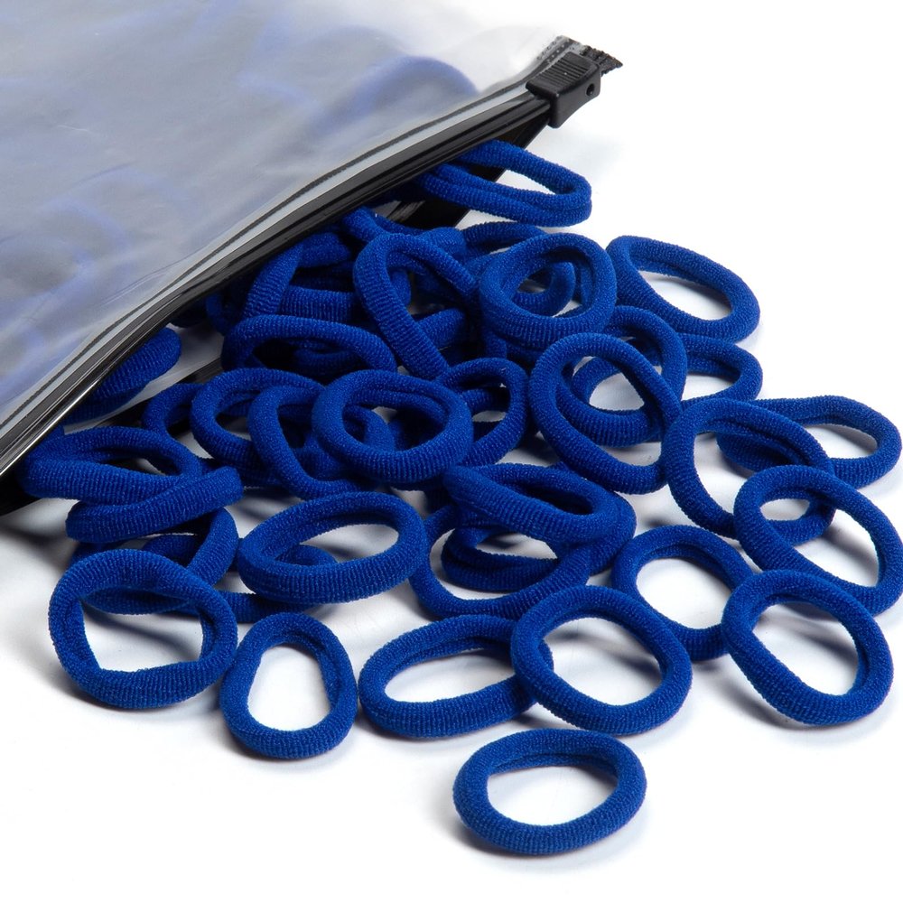 100 Pcs Baby Hair Ties, Cotton Hair Ties for Girls and Kids, Multicolor Small Seamless Hair Bands Elastic Ponytail Holders Kids Toddler (Royal Blue)
