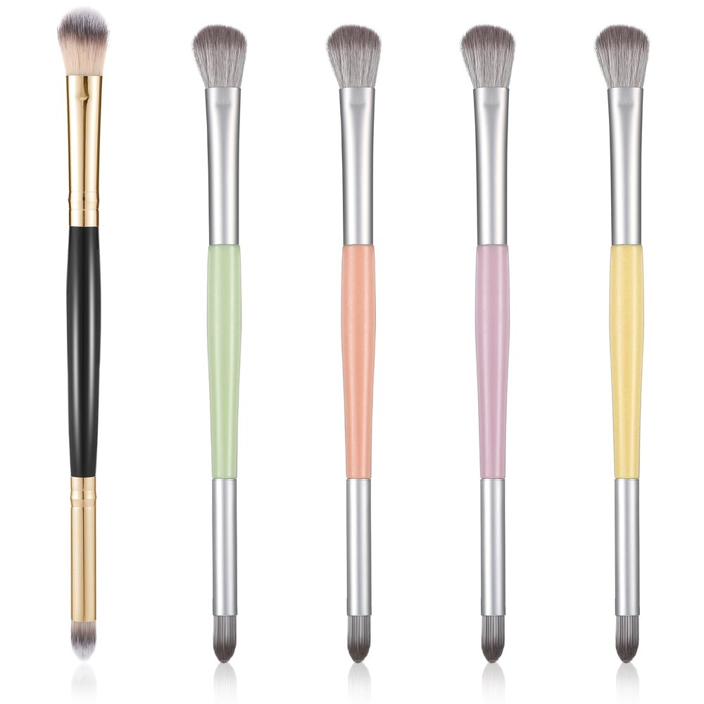 5 Pcs Small Eyeshadow Brush, Eye Makeup Brush Double Ended Eyeshadow Brushes for Eyes Professional Fluffy Blending Brushes for Makeup Liquid, Cream, Powder Concealer Eyeliner Brows