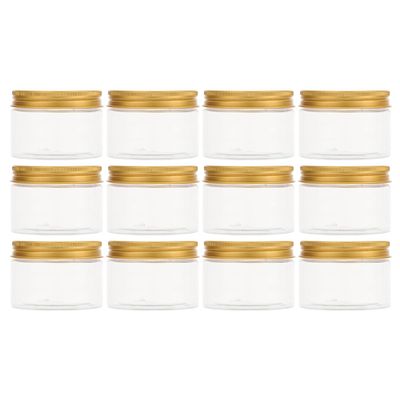 Housoutil 12pcs 50ml Pet Face Cream Containers with 47mm Gold Aluminum Lids, Refillable Cosmetics Bottles for Travel Storage and Multipurpose Sub Packaging