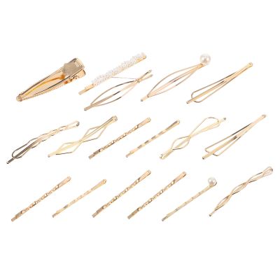 LIFKICH 17pcs Geometric Pearl Hair Clips Set Metal Snap Barrettes for Women Stylish Hair Accessories for Daily Use and Special Occasions