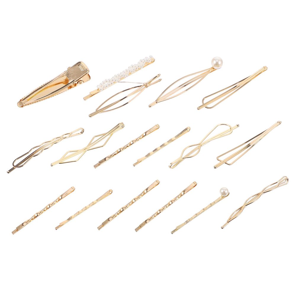 LIFKICH 17pcs Geometric Pearl Hair Clips Set Metal Snap Barrettes for Women Stylish Hair Accessories for Daily Use and Special Occasions