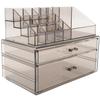 VANZACK Makeup Organizer with Drawers and Multi-compartments, Gray Desktop Cosmetics Storage Box for Perfume and Skincare, Multi-layer Visible Desk Organizer for Bathroom and Vanity Use view 1