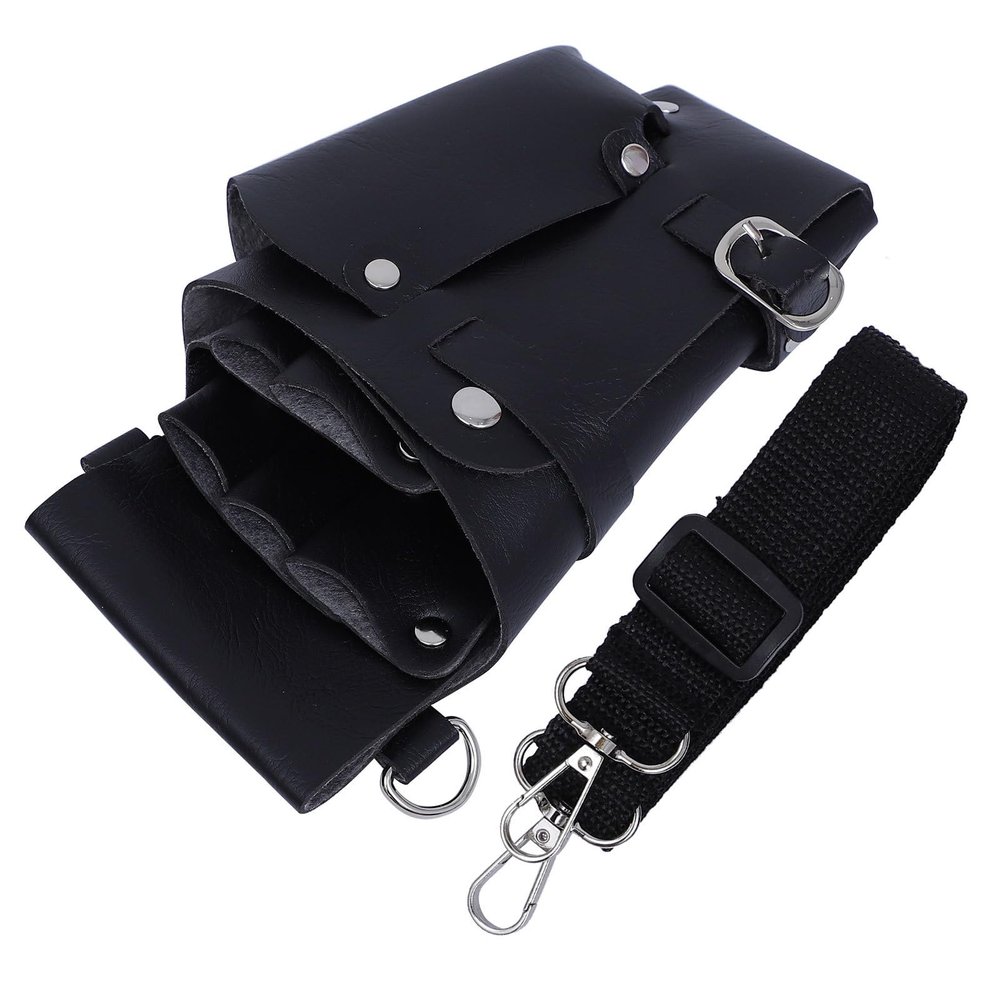 BEBEMOKO Barber Shears Tool Bag Waist Pouch Black Scissors Holder for Hairdressers Hair Stylist Scissor Kit Pocket with Belt 50 Pieces for Salon Hair Cutting Tools