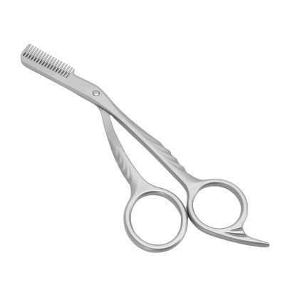 ZAICOLER 2 in 1 Eyebrow Scissors with Comb, Stainless Steel Brows Trimmer, Ergonomic Handle Shaping Tool, Ideal for Men & Women Precise Shaping (Sandblasted)