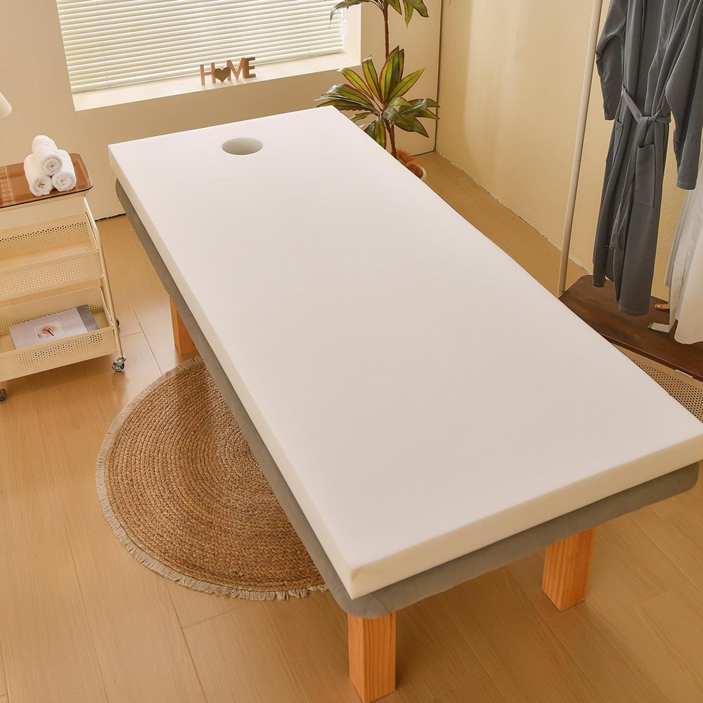Thick 3cm(s),180 * 60cm,LDLCYCN Foam Massage Table Mattress Pad with Face Hole Thicken 3/4/5Cm Soft Comfortable Spa Bed Pad Lash Bed Topper for Beauty Salon Spa Square Round Trapezoidal Head