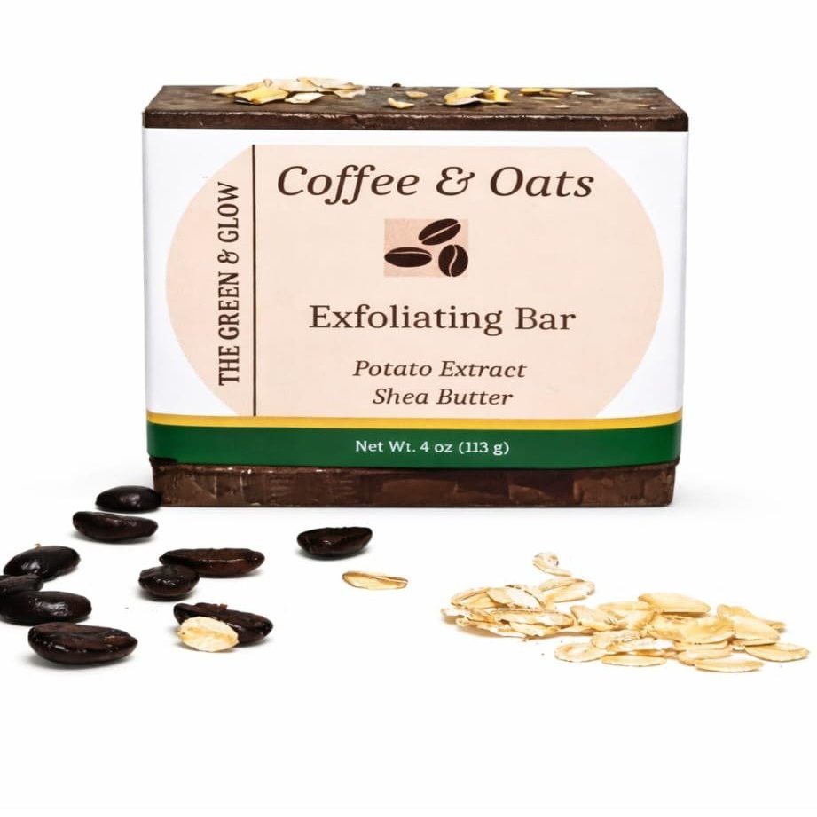 Coffee & Oats Natural Bar Soap Natural Coffee Soap with Shea Butter & Potato Extract Gentle Moisturizing Soap for Face & Body Handmade Bar Soap 4 oz