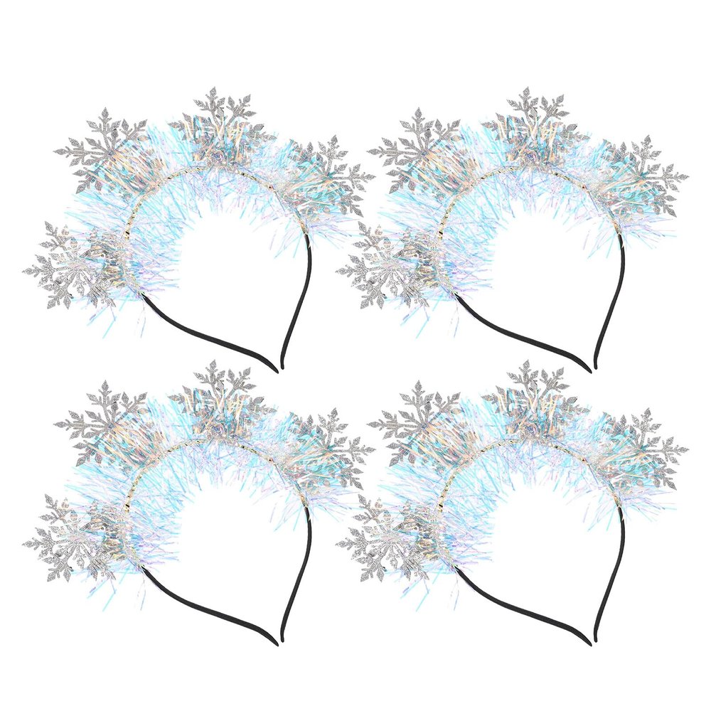 NOLITOY 4pcs Silver Snowflake Glitter Headbands Christmas Holiday Hair Accessories for Women and Festive Winter Party Hairbands