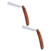 PartyKindom Vintage Wooden Handle Manual Straight Razor 2pcs, Old-fashioned Beard and Mustache Shaver for Men, Professional Hair Salon Shaving Tool view 1