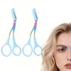 2-in-1 Eyebrow Trimmer Scissor, 2026 New Professional Eyebrow Scissor with Comb, Precision Stainless Steel Eyebrow Trimmer Cutter, Portable Makeup Tool for Women and Men (2, Blue) view 1