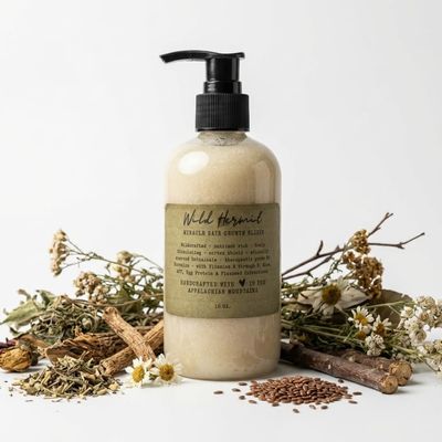 Wild Hermit Wellness' Herbal Sea Moss Hair Growth Elixir: Simple, Plant Powered Natural Hair Growth Shampoo, 10 oz