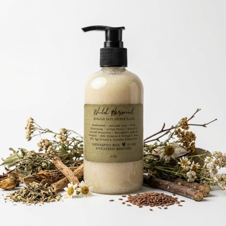 Wild Hermit Wellness' Herbal Sea Moss Hair Growth Elixir: Simple, Plant Powered Natural Hair Growth Shampoo, 10 oz