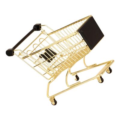 Ipetboom Makeup Sponge Holder and Drying Rack, Mini Shopping Cart Design, Gold Color Cosmetic Sponge Storage Organizer for Bathroom Vanity and Beauty Tools