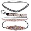 STOBAZA 4pcs Handmade Rhinestone Beads Headbands Set, Crystal Hair Bands with White, Pink, Green, and Designs, Vintage Jewelry Hair Accessories for Womens Party and Daily Wear view 1